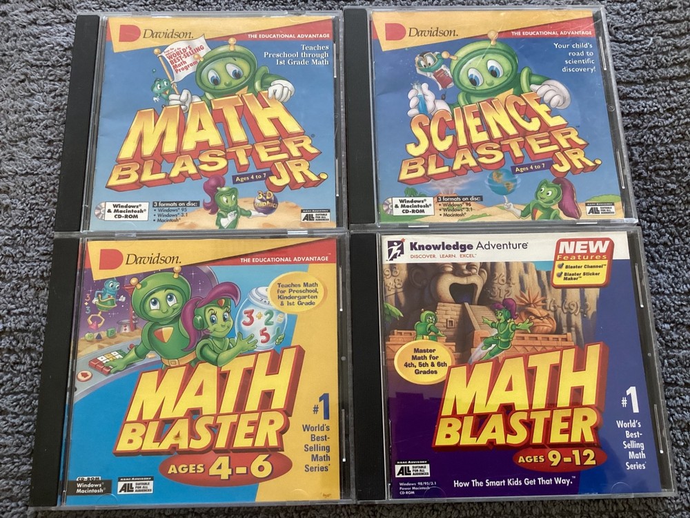 Davidson MATH & SCIENCE BLASTER JR., MATH BLASTER AGES 4-6 & MATH BLASTER 9-12