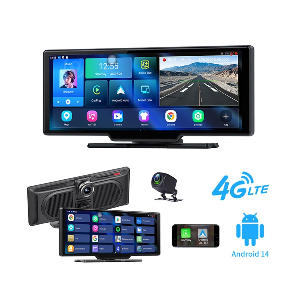 Car Dashboard Dash Camera 1080P Carplay Android Auto GPS Navigator ADAS 5G Wifi