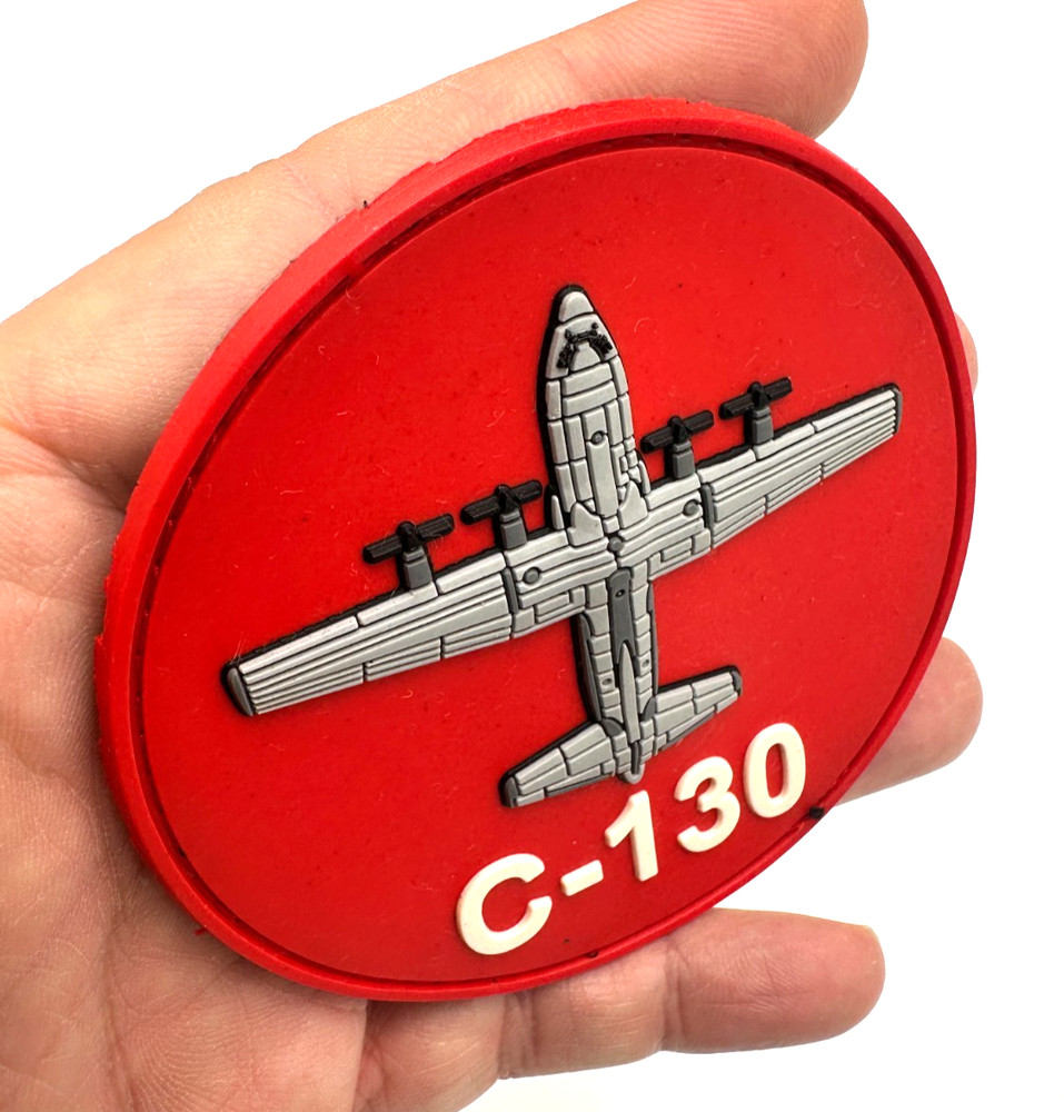 C-130 RED BUNDLE- ROUND SHOULDER & C-130 SILOUETTE- HIGH QUALITY PVC PATCH