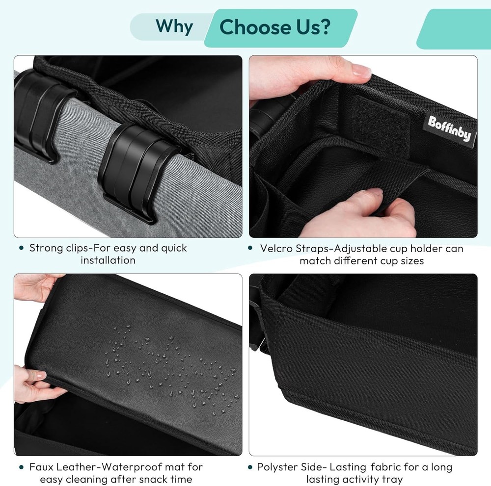 Wonderfold Wagon Double Sided Stroller Tray - Faux Leather