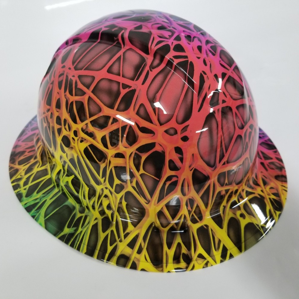 full brim VENTED hard hat custom hydro dipped IN ALIEN 👾 WEBS AWESOME COLORS