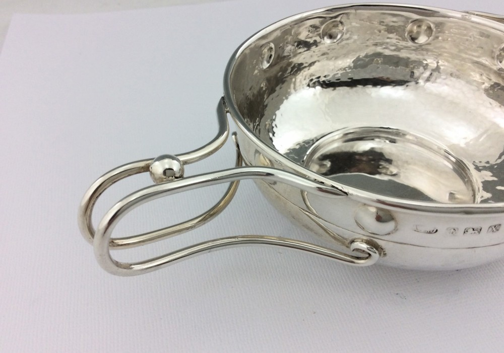 A E JONES SILVER QUAICH , 2 HANDLED BOWL ARTS & CRAFTS SOLID
