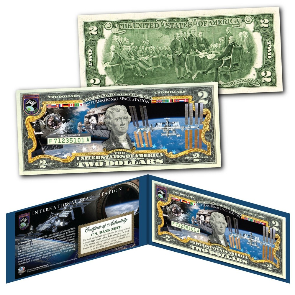 NASA International Space Station Genuine US $2 Bill - Largest Structure in Space