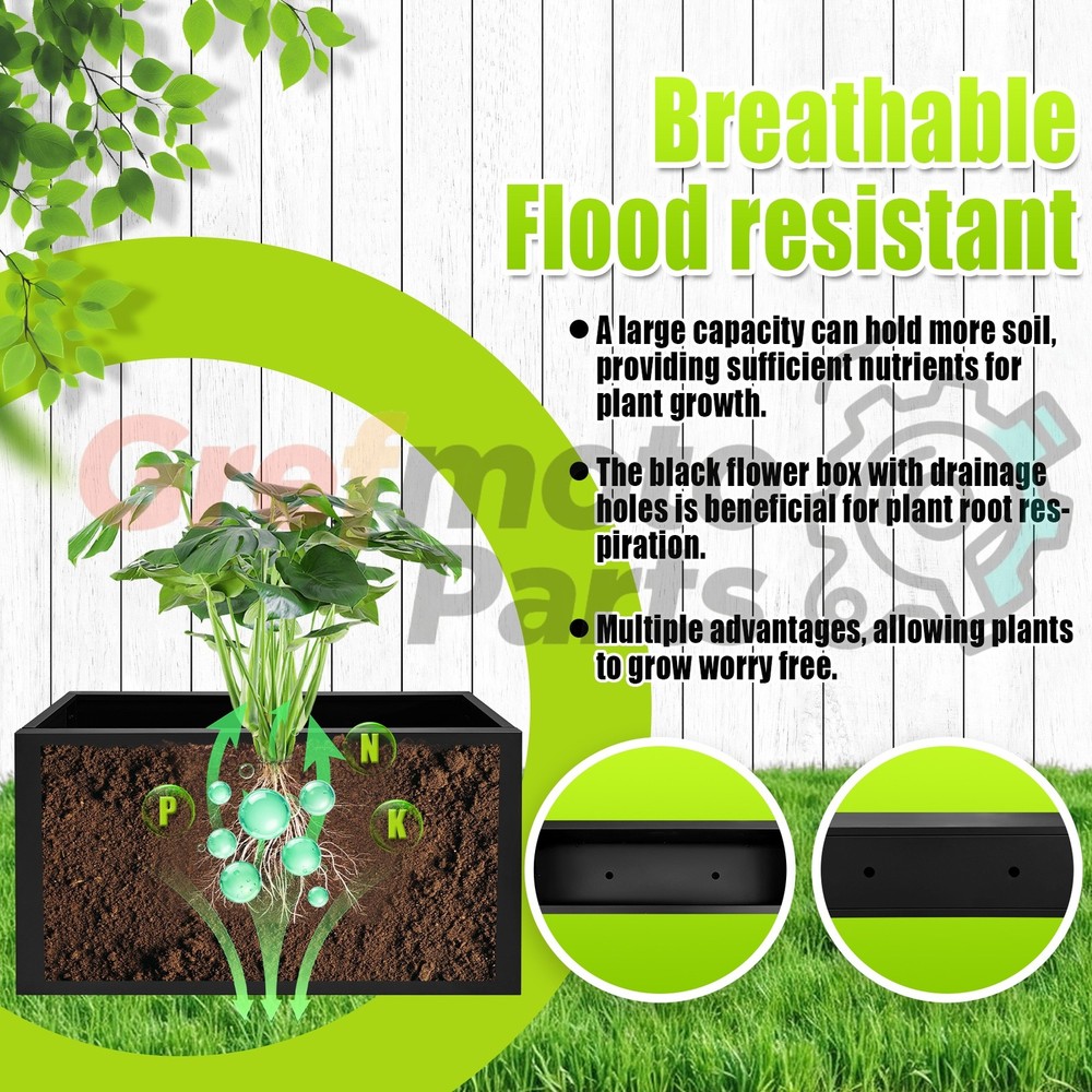 Steel Planter Box 10"x38"x30" Rectangular Removable Insert Shelf Free Shipping