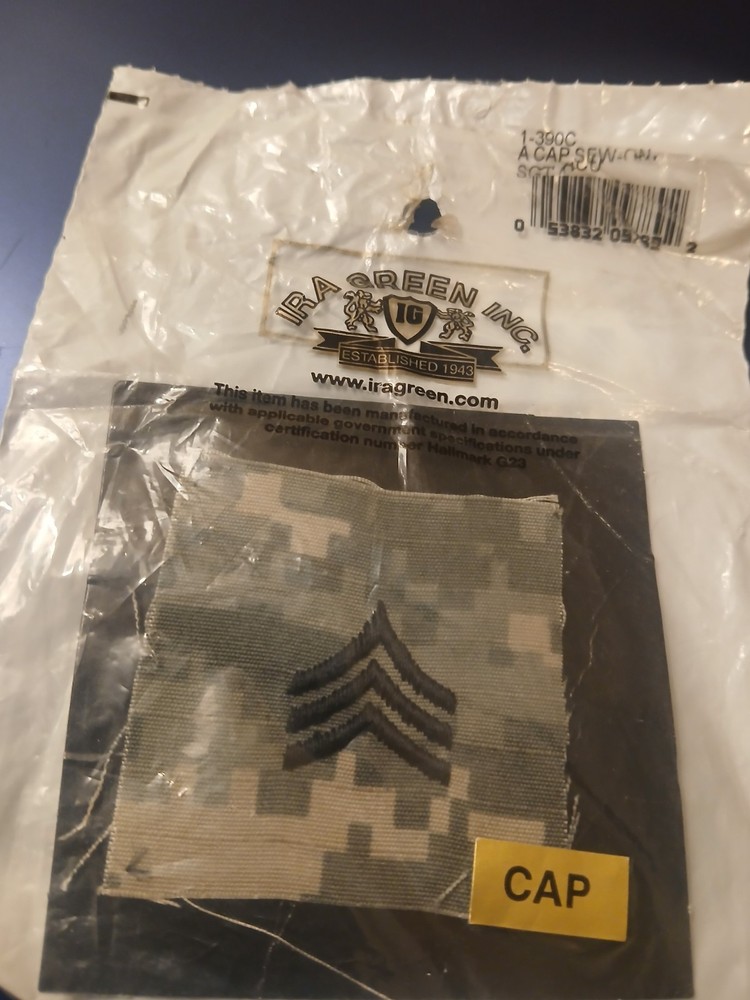 U S Army Patch- ACU Hat/cap Sergeant-  (25-162)