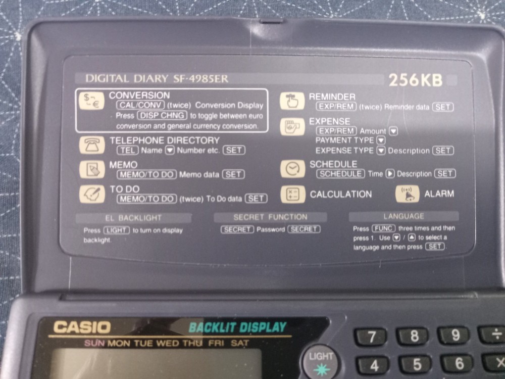 VTG Casio Digital Diary Planner SF-4985 ER 256 KB
