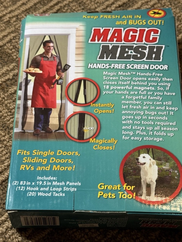 Magic Mesh Hands-Free Screen Door Black for Single Doors Sliding Doors RVs