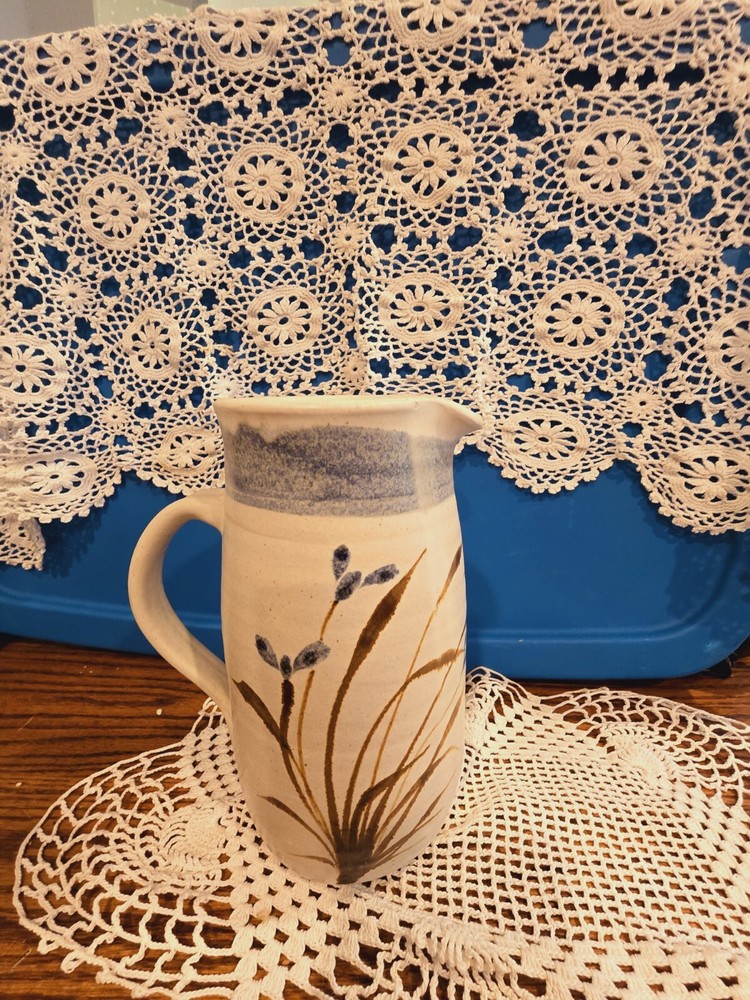 Signed Studio Art Pottery Pitcher 8" Beautiful!!