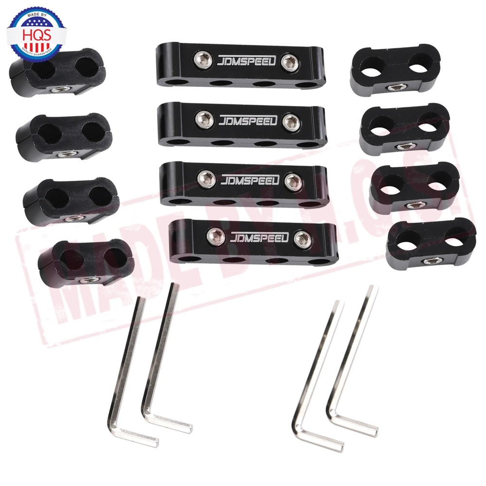 12 Pcs Aluminum Black Engine Spark Plug Wire Separator Divider For 8mm 9mm 10mm