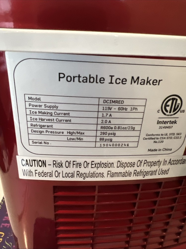 Deco Chef Ice Maker Portable Countertop Compact Machine Red -Tested & Works