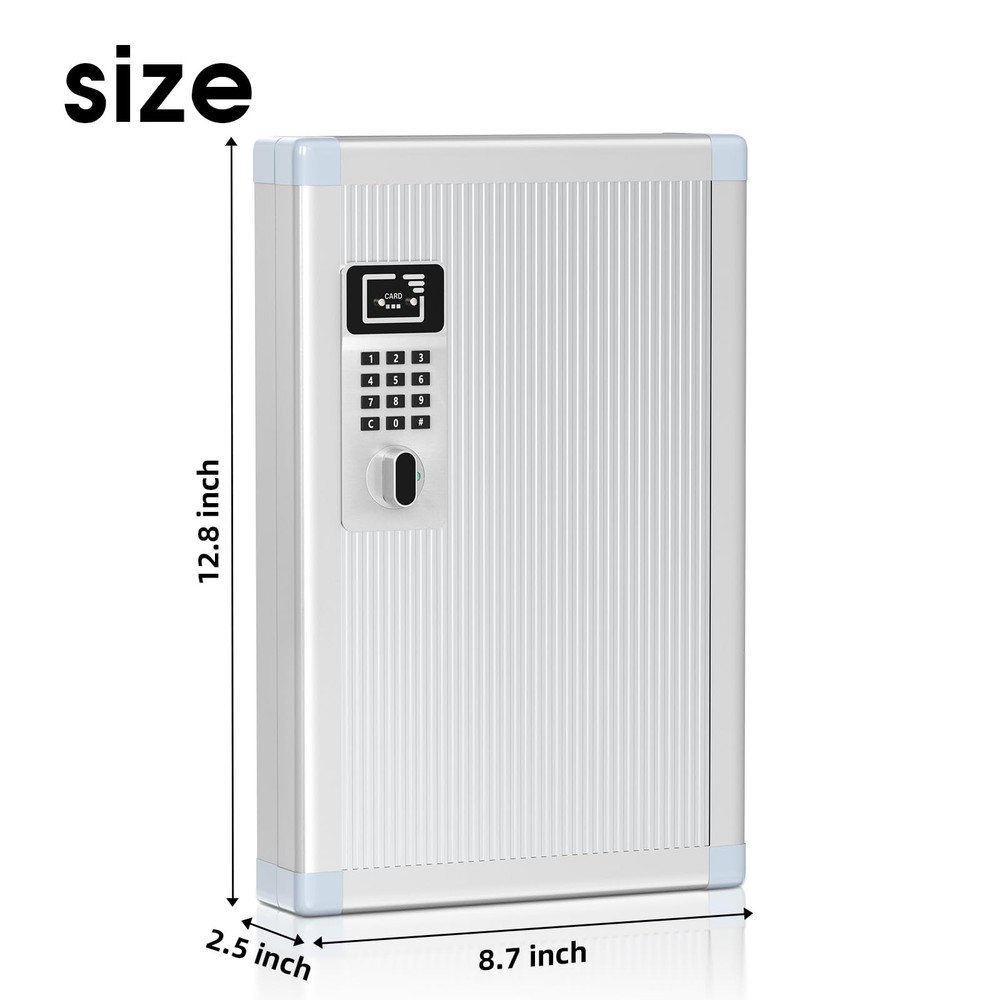 24 Slots Key Box Wall Mount with Code and Key, Key Lock Box with Combination,...