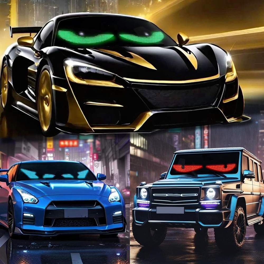 2Pcs Devil Eyes Light for Cars,Flexible Scrolling Programmable LED Signs,Led Eye