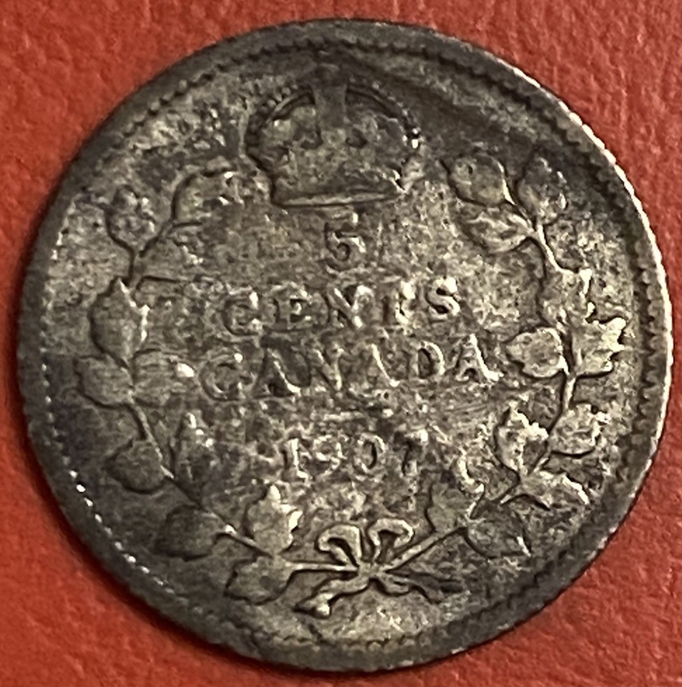 Canada 🇨🇦 1907 Silver Edward VII 5 Cent Coin .925
