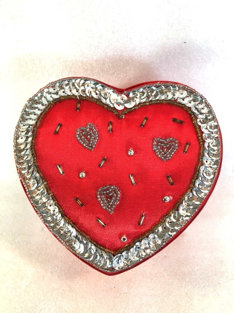 2 Heart Shaped Satin Gift Boxes Home Decorated