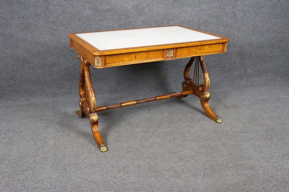 Italian Regency Style Embossed Leather Top Desk