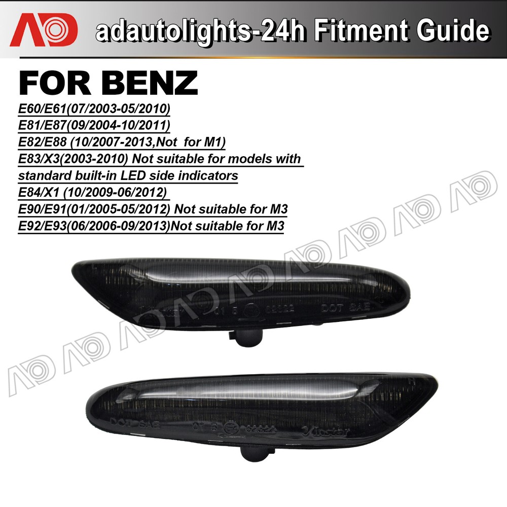 Sequential LED Side Marker Lights Smoked For BMW E60 E61 E82 E88 E90 E91 E92 E93