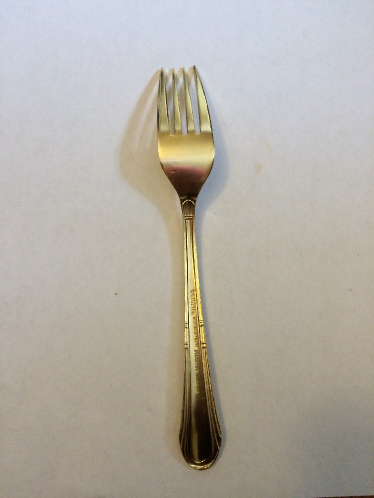 Hampton Stainless Gold Electroplate Rnd Tip HSV149 Dinner Fork 7 7/8"