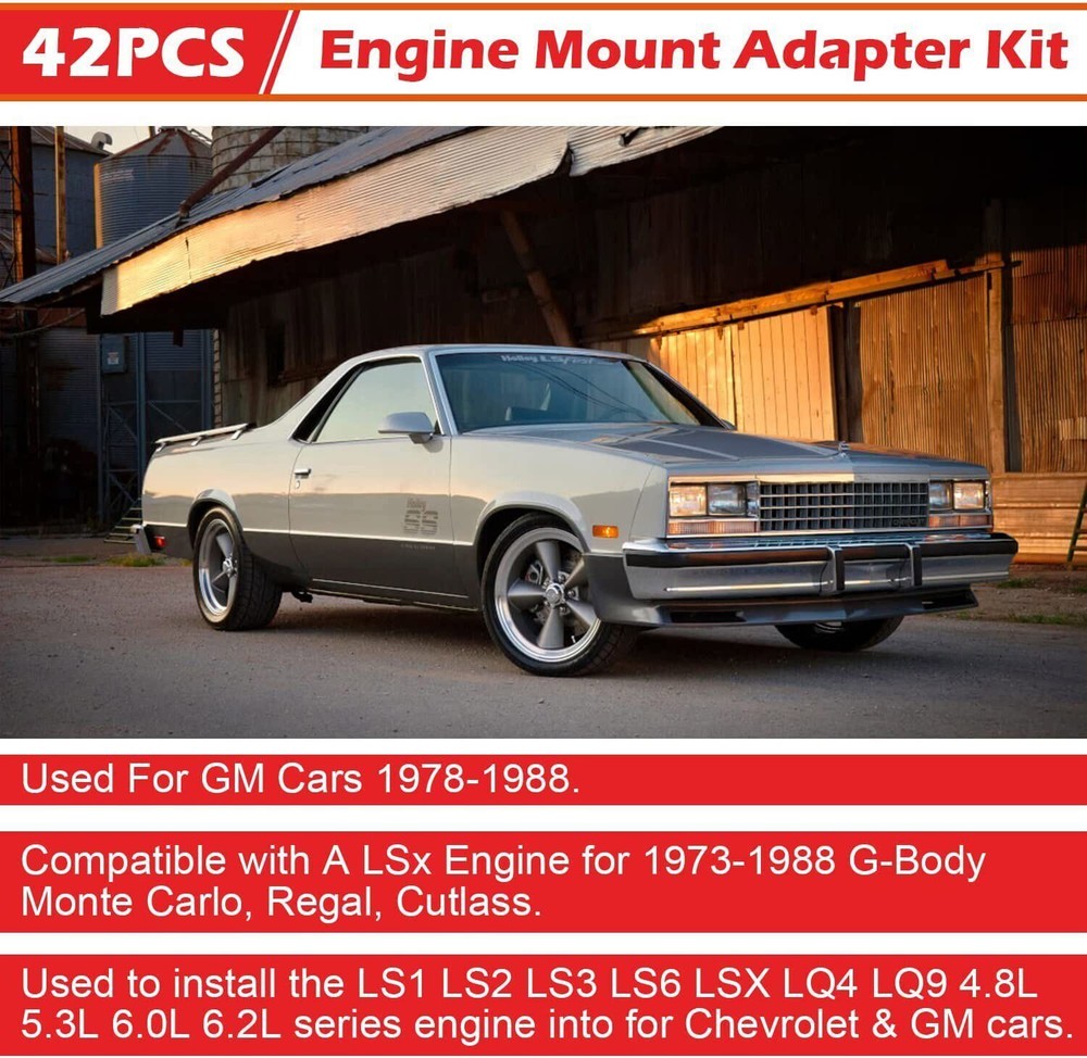 Adjustable LS Conversion Engine Swap Mounts w/Hardware for GM Body LS1 1978-1988