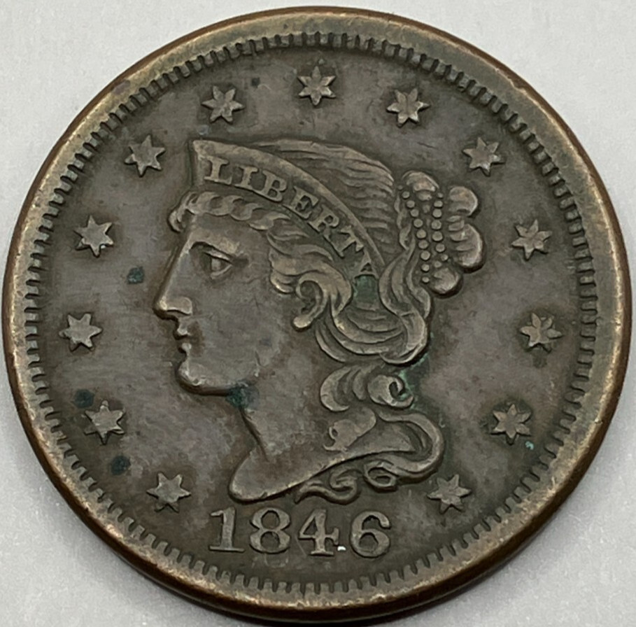 1846 Coronet Head Large Cent Small Date ~ XF