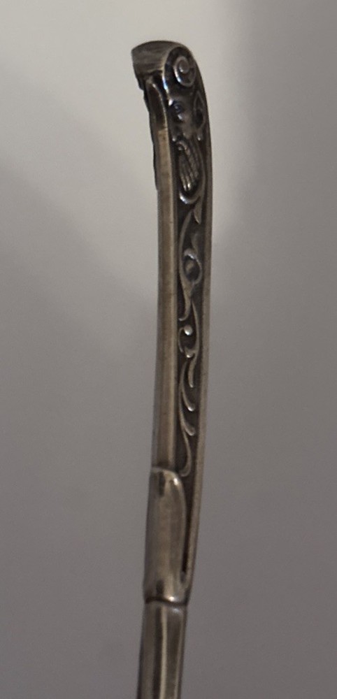 Antique Denmark Simon Groth Silver Serving Spoon Moinichen Devil Mask Handle