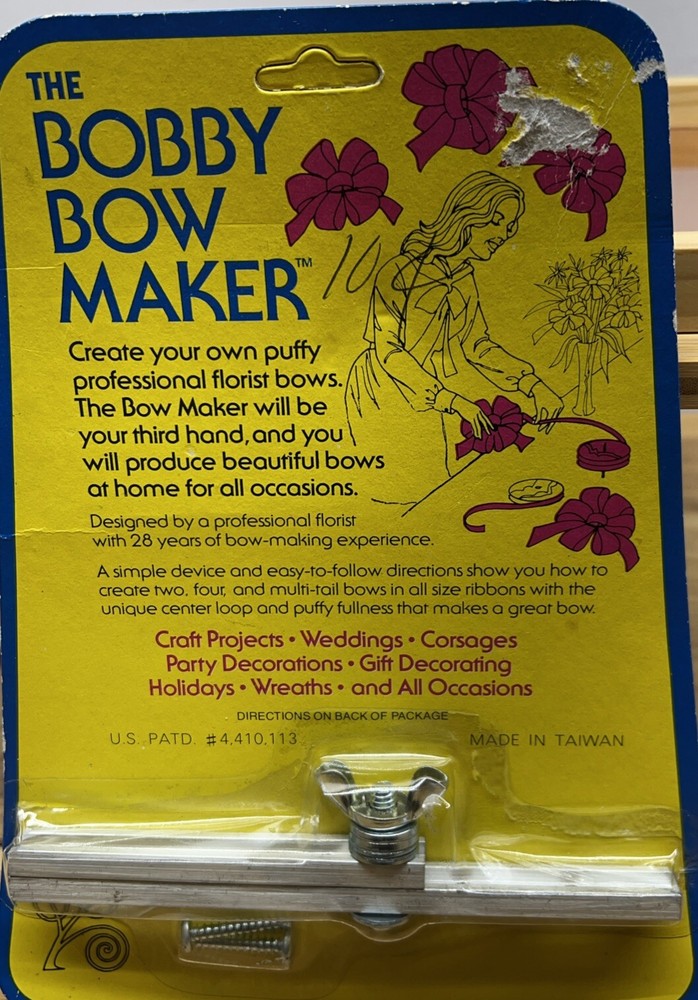 The Bobby Bow Maker Vintage Craft Projects Tool 1984