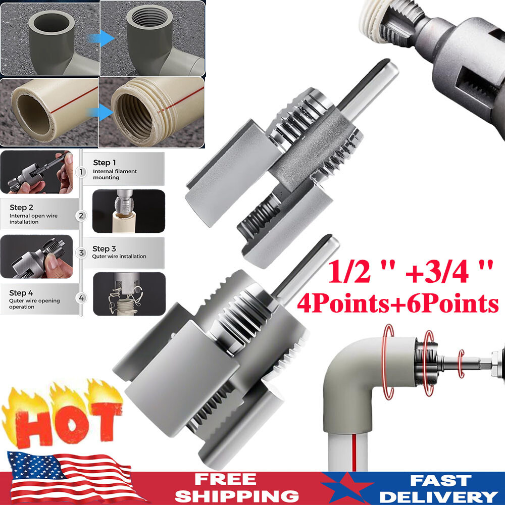 Integrated Internal & External Pipe Threading-Tool, PVC Pipe Threader Kit US!