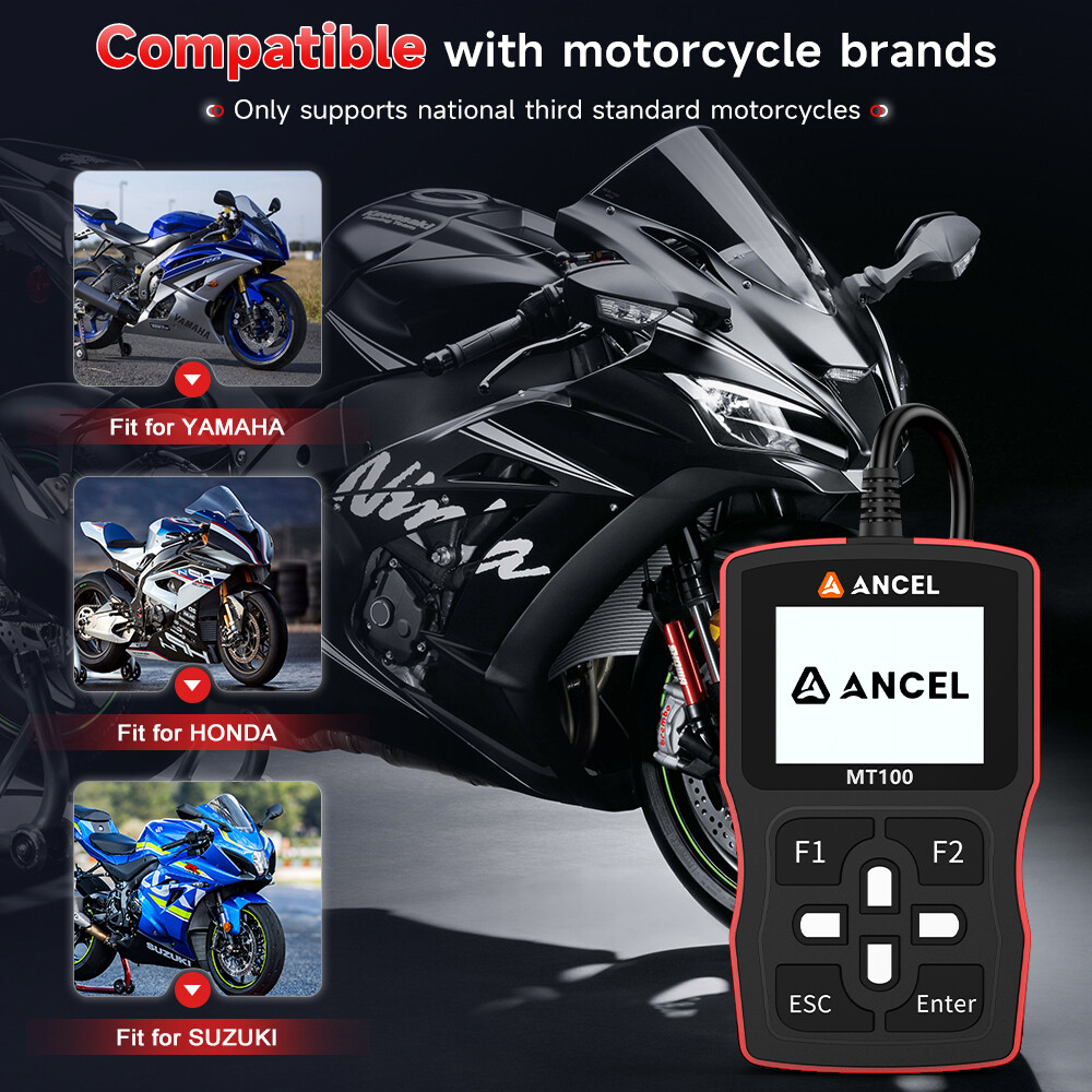 ANCEL MT100 Motorcycle Scanner OBD2 Code Reader Engine ABS Diagnostic Tool