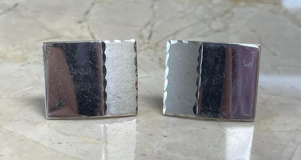Vintage HICOCK Sterling Silver Rectangular Cufflinks ~ 14 grams ~ 4-H1221