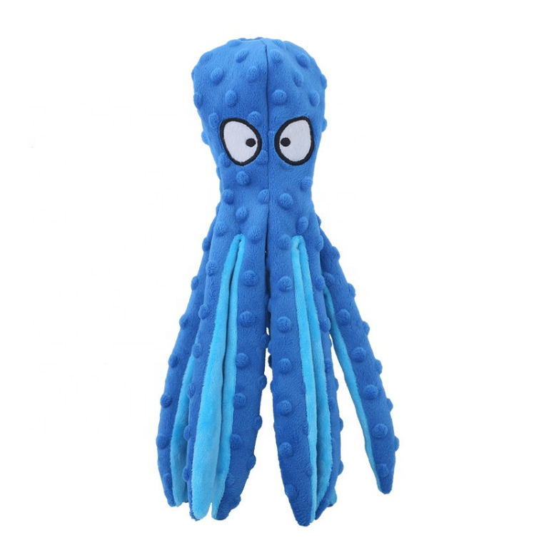 4 Pack Dog Squeaky Octopus Crinkle Plush No Stuffing Puzzle Interactive Chew