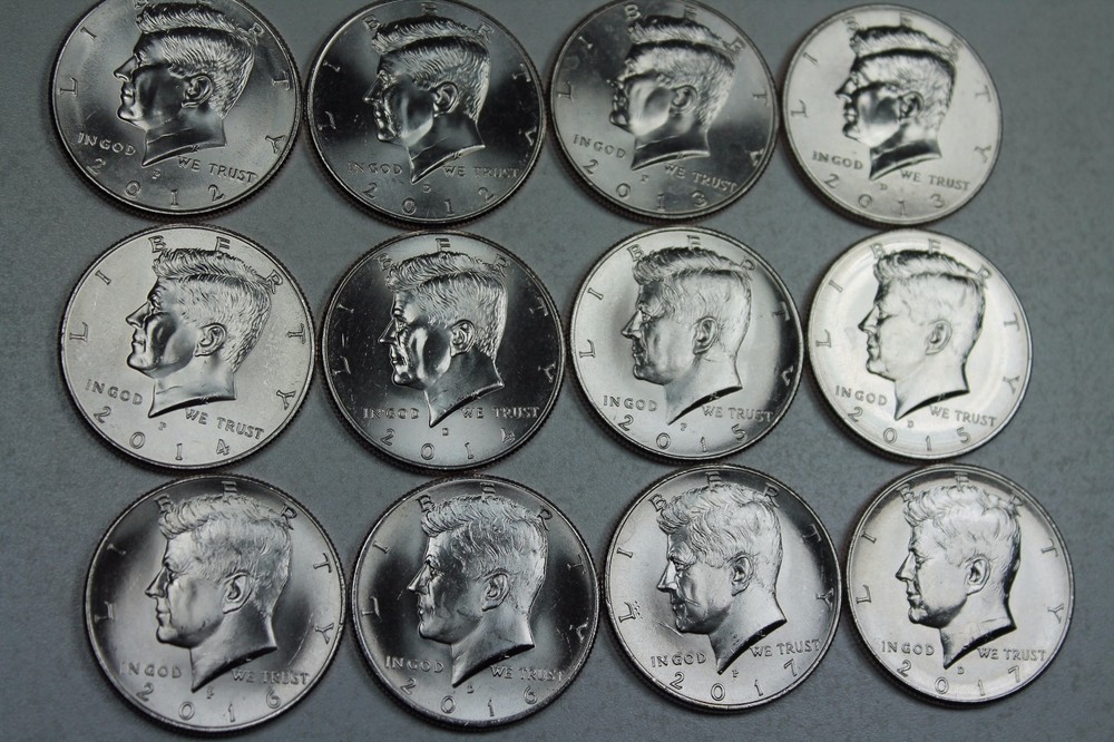 2012 2013 2014 2015 2016 2017 P D Kennedy Half Uncirc Mint roll Set 2012-2017