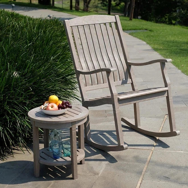 Cambridge Casual Weston Teak Side Patio Table Weathered Grey