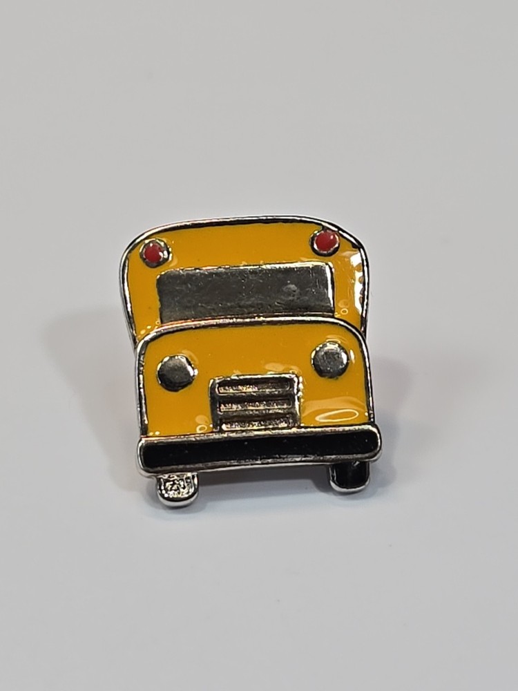 Yellow School Bus Lapel Pin Simple Stylized Design