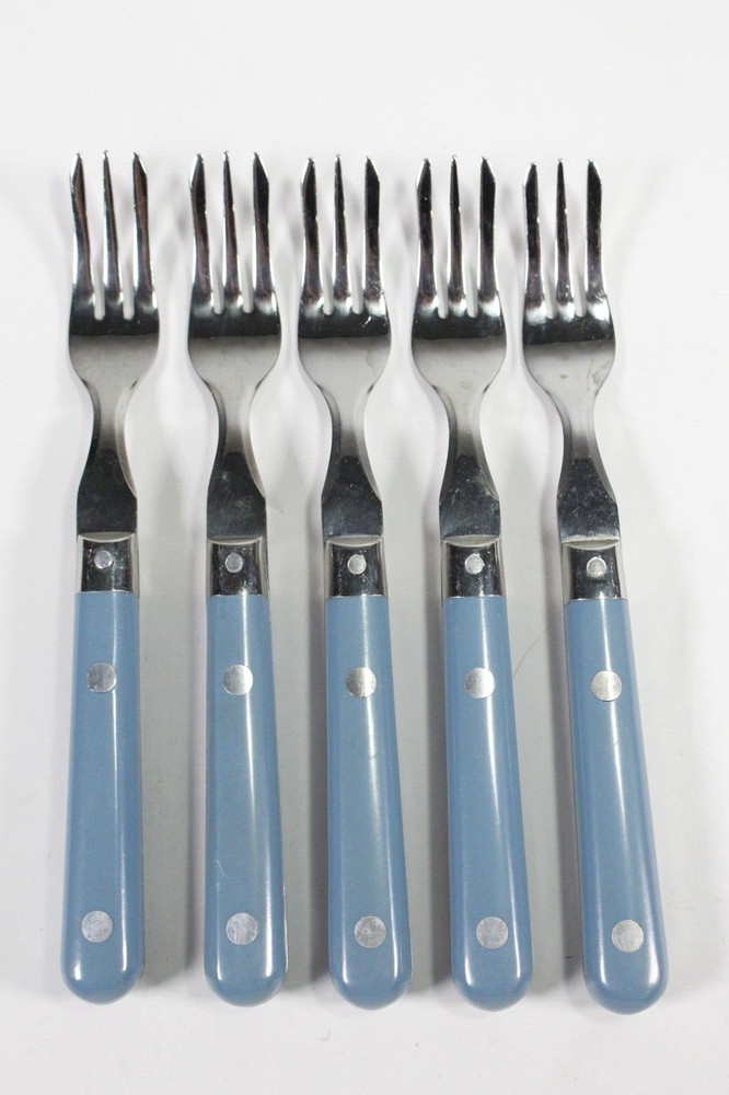 (5) Washington Forge Mardi Gras Blue Cocktail Fork Replacement Lot