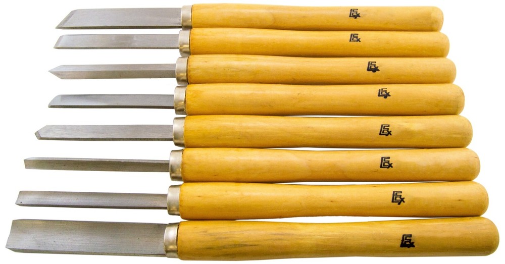 8 Piece Wood Chisel Set for Lathe Woodworking - Gouges, Skews, Parting Tool, etc