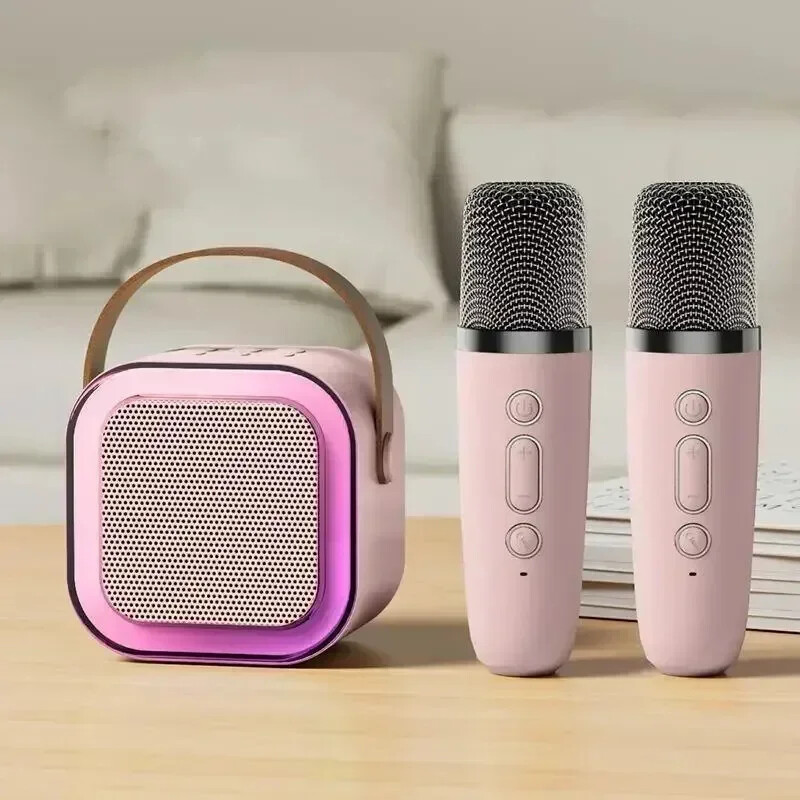 Bluetooth K12 Mini Karaoke Machine Portable Speaker System with 1-2 Wireless Mic