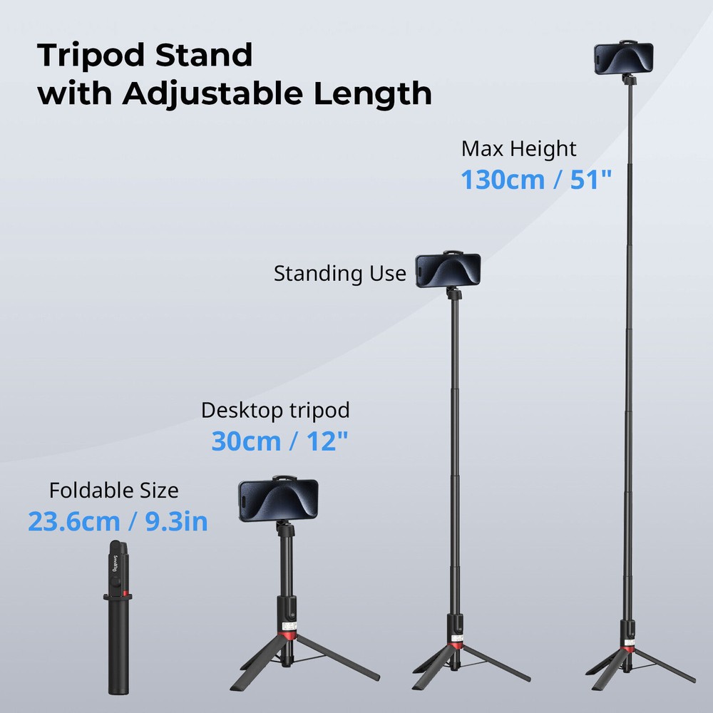 SmallRig Selfie Stick Phone Tripod Stand with Bluetooth Remote fr iPhone|Samsung
