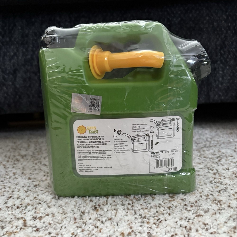 Single (1) Sunny Days John Deere Kids Bubble Solution With Easy Pour Nozzle 24oz