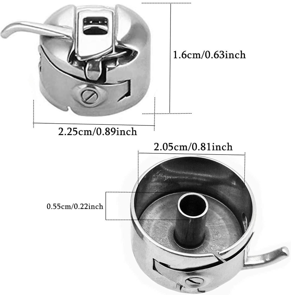 2pcs Bobbin Case + 20 Metal Bobbins Class 15 Front-Loading Compatible Machines