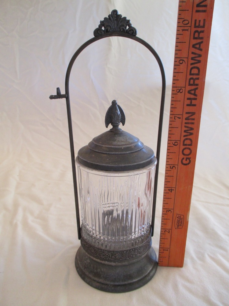 Antique Victorian Pickle Castor Embossed Glass Silver Plate. Missing Fork.