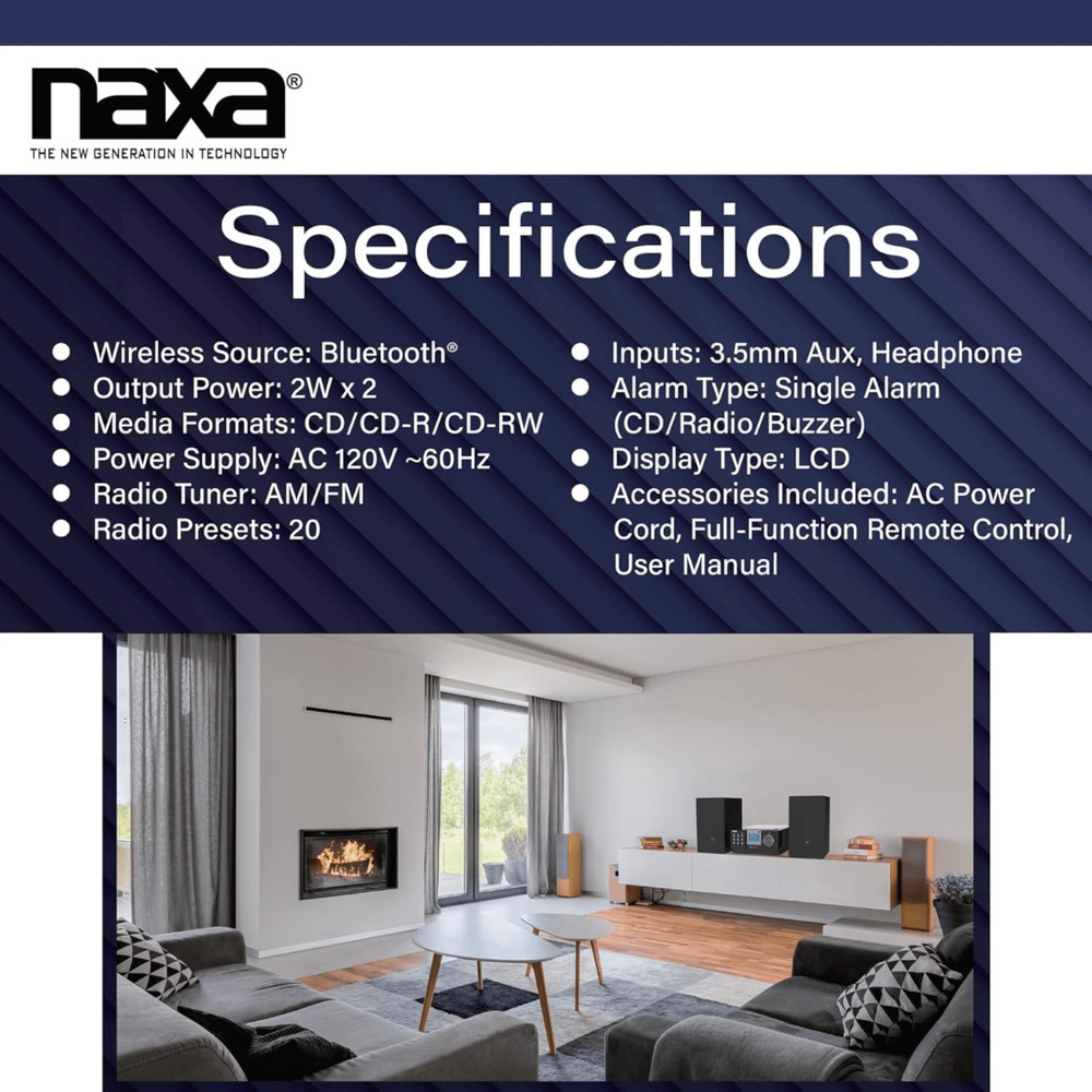 Naxa CD Microsystem with Bluetooth - Refurbished Grade Very Good