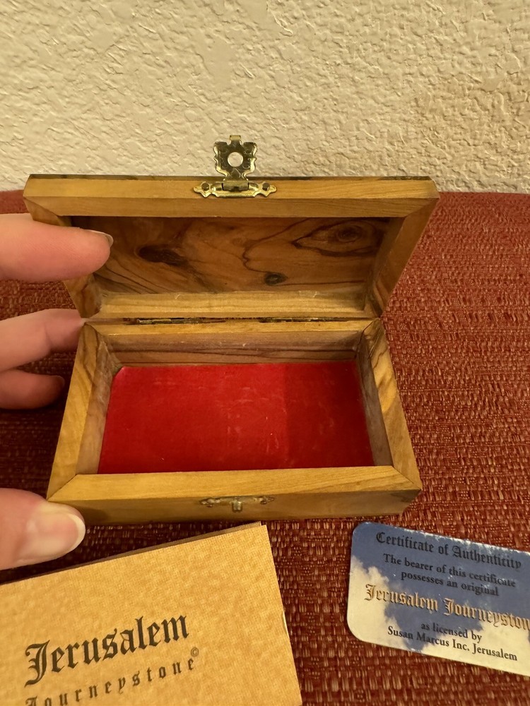 Vintage Jerusalem Journey Stone Storage Box Authentic Certificate