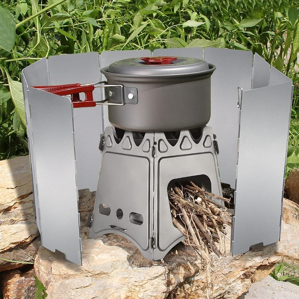 Compact 10 Plates Aluminum Stove Windscreen for Efficient Camping Cooking