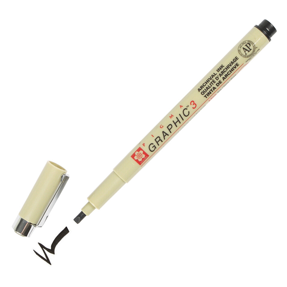 XSDK3 Sakura Pigma Graphic Marker Pens, 3.0mm, Choose Color and Pack Size
