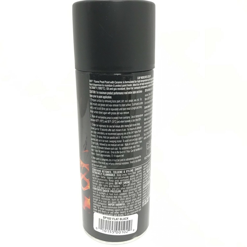 VHT SP102-4 PACK FLAT BLACK High Temperature Flame Proof Header Paint - 11 oz