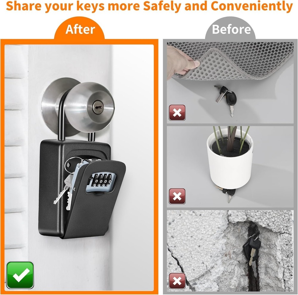 Portable Key Security Lock Box, Weatherproof, 2 Pack