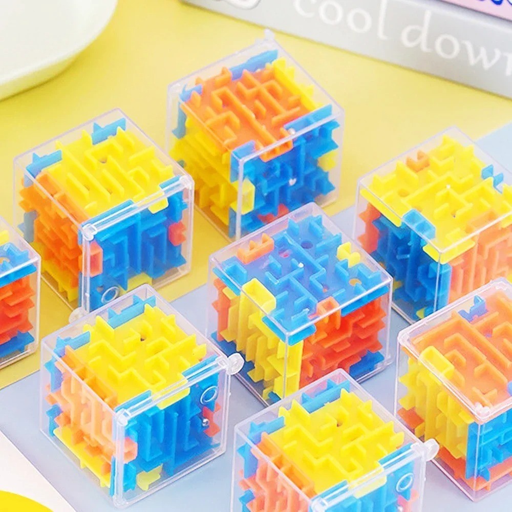 1pc mini 3D Maze Magic Cube Six-sided Transparent Puzzle Speed Cube Rolling Ball