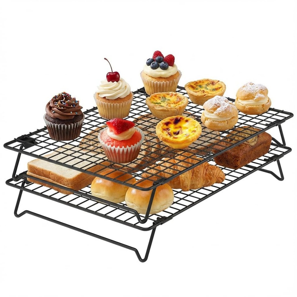 13.4" × 9.4" Stackable Cupcakes Cooling Racks – 2-Pack Nonstick Carbo