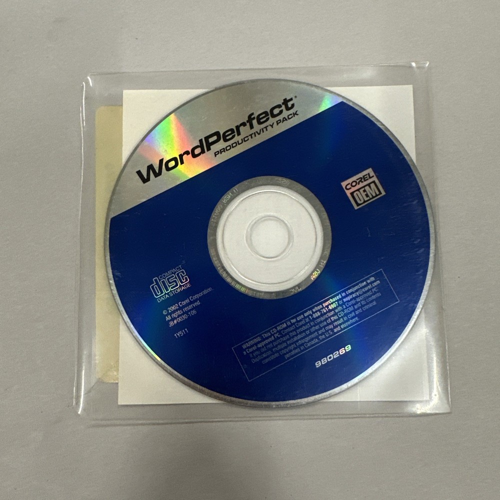 Corel WordPerfect Productivity Pack 2002, Windows CD