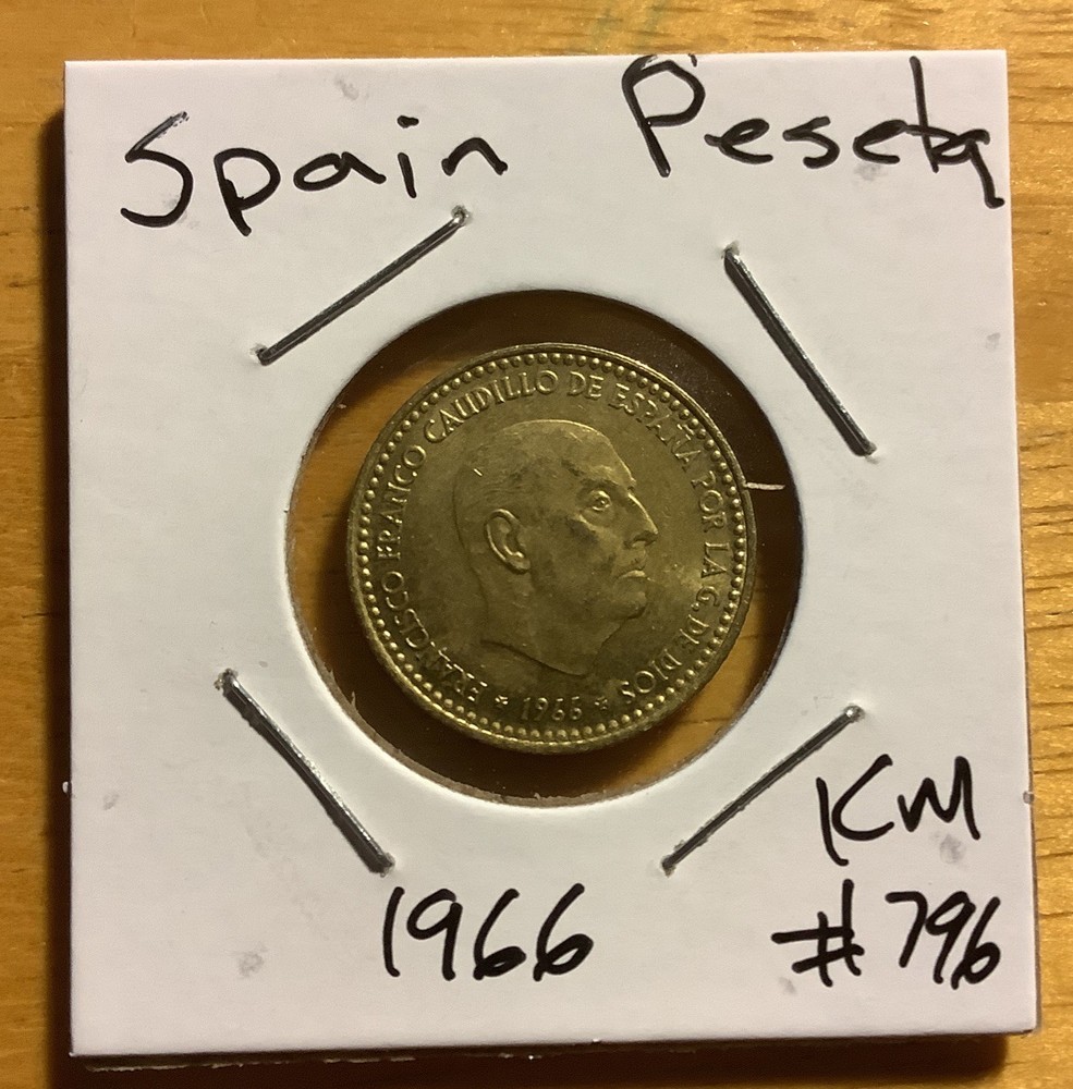 1966 Spain Una 1 Peseta Coin