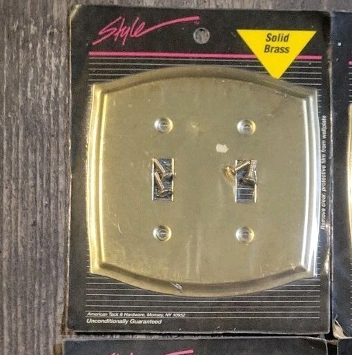 Style Solid Brass Double Switch Wall Plate Cover Vintage New Old Stock